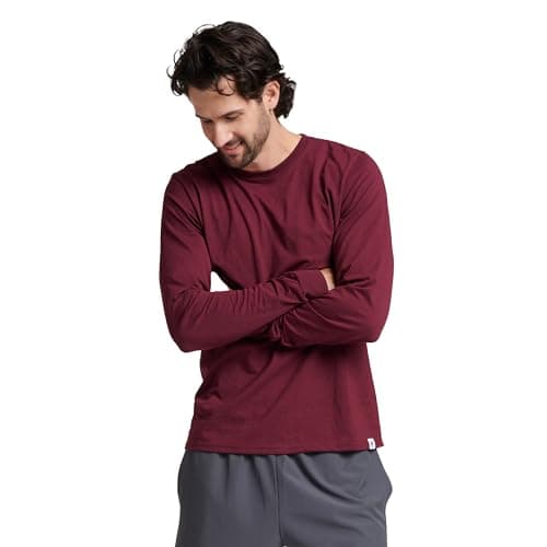 Russell Athletic Mens Cotton Performance Long Sleeve T-Shirts T Shirt, Maroon, 3X-Large US