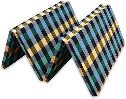 Deevine Craft 2 Inch Thick 4 Modern Fold Dual Sided Reversible Single Bed Mattress For Travelling,Picnic,Light Weight,Epe Foam Mattress 1 Sleeping Capacity,72X35X2 Inch,Single Size Bed,Multicolor