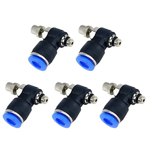 S SYDIEN Quick Connect Air Hose Fittings 5Pcs 6mm Tube to M5 Male Thread Push in to Connect Fittings Pneumatic Flow Speed Control, Air Flow Control Valve