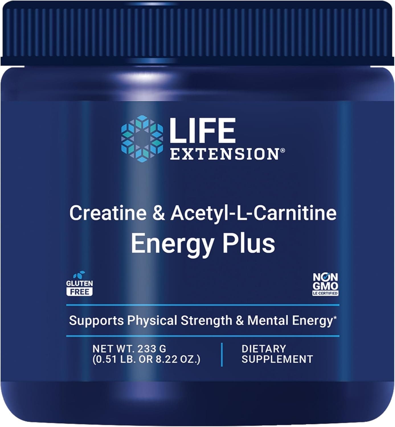 Life Extension Creatine AcetylLCarnitine Energy Plus Energy Support Supplement creatine monohydrate AcetylLcarnitine GlutenFree NonGMO Vegetarian 30 Servings