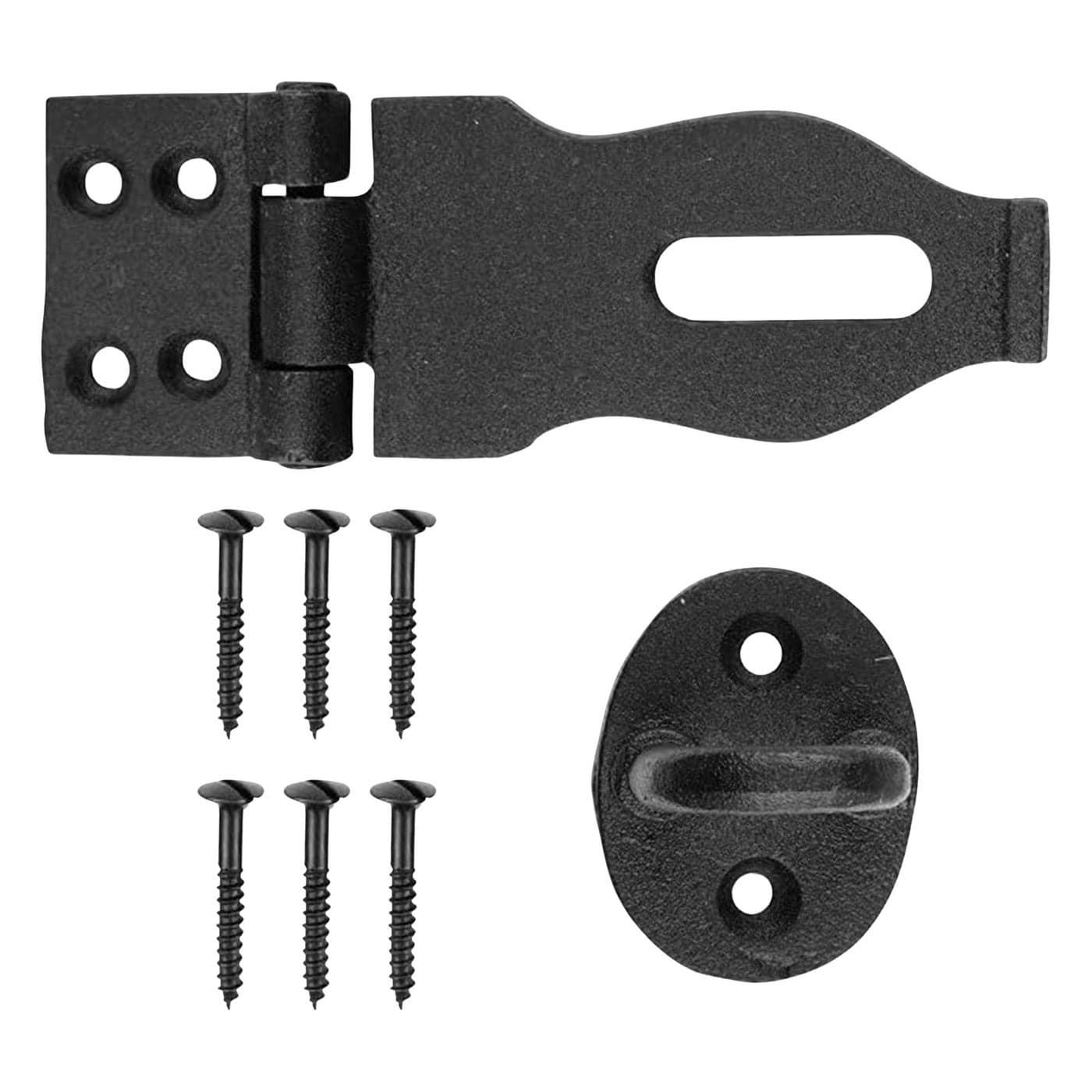 Renovators Supply Black Wrought Iron Hasp Door Latch Heavy Duty Security Padlock Hasp Ideal for Doors and Gates Door Lock for Safety 4 Inches Pack of 1