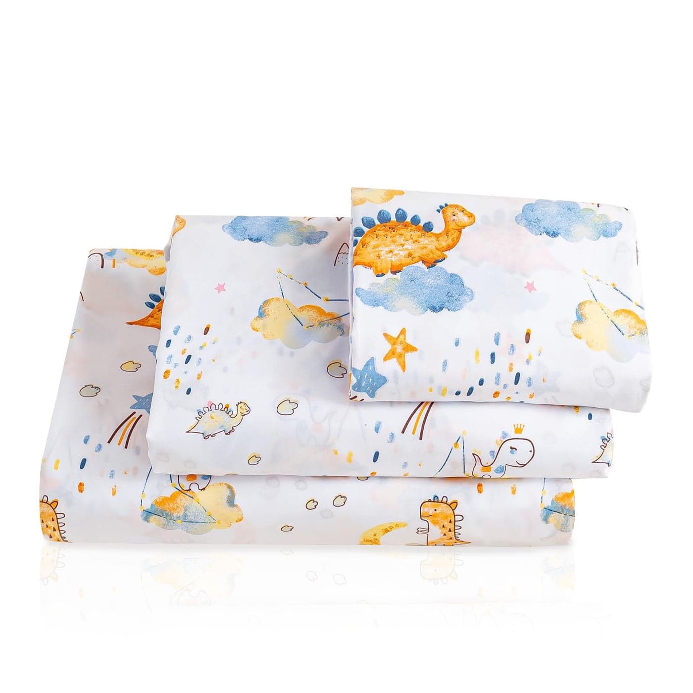 LONAVA Full Sheet Set Kids Dino Adventure 4 Pieces Soft Cute Microfiber Bed Sheet for Boy Girls Teens Oeko Texted Breathable Cooling Fabric Deep Pocket Full Elastic Sheets