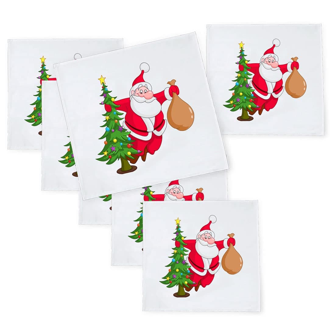 Khakee 6 Pcs Christmas Theme Silk Table Napkins 10x 10 for Xmas Decoration Christmas OrnamentsChristmas Giftxmas21049