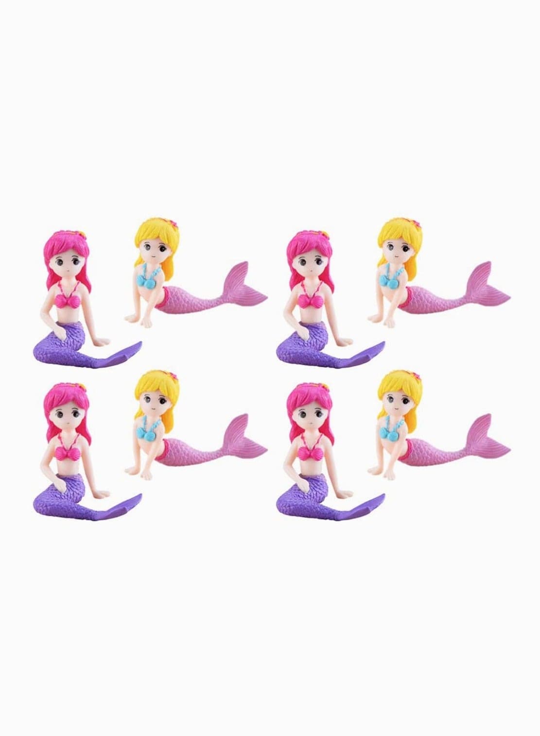 Mermaid Figurines, 8 Pieces Mermaid Doll Cake Toppers for Kids Birthday Wedding Cake Decoration, Micro Landscape Aquarium Decoration, Plastic Ornaments