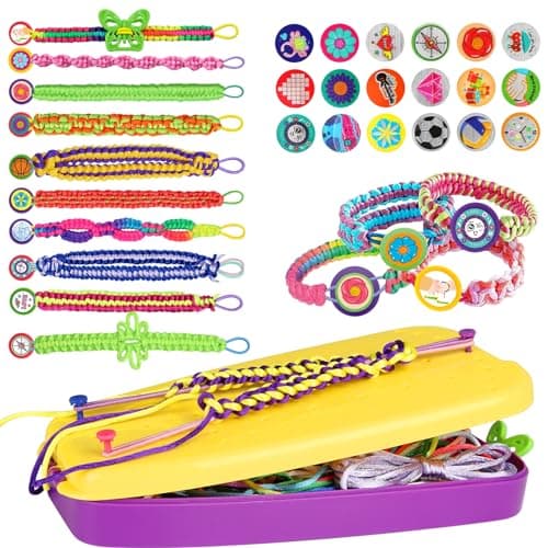 Friendship Bracelet Making Kit Toys Ages 7 8 9 10 11 12 Year Old Girls Gifts Ideas Birthday Present for Teen Girl Arts and Crafts String Maker Tool Bracelet DIY Kids Travel Activity Set