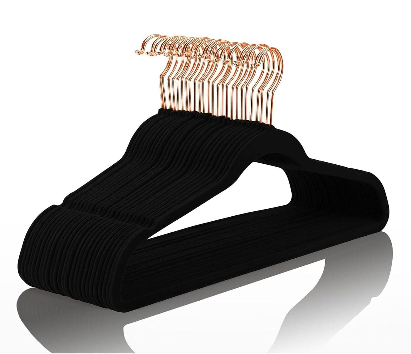 ANH MART Velvet Hangers Non-Slip | Super Thin, Felt-Coated Suit | Aesthetic Premium Clothes Hangers with Precision Cut Notches for Elegant Closet Organization (Black) (10 Pack)