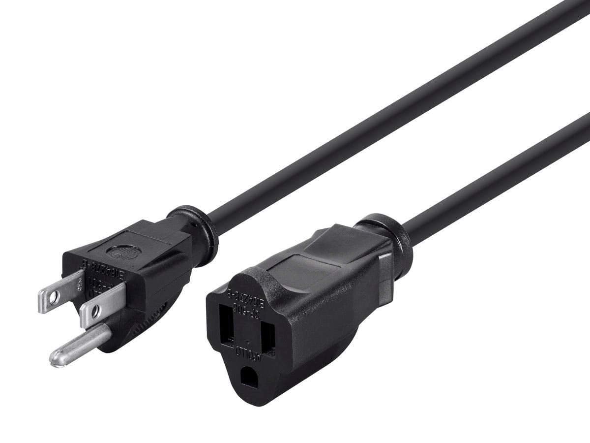 Monoprice 25ft 14AWG Power Extension Cord Cable for indoor and outdoor - SJTW 14/3C NEMA 5-15P TO NEMA 5-15R (15A/125V) AP301+SP50
