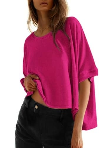 Dokotoo Summer Shirts for Women Plus Size Crop Womens Tops Trendy Cute Ladies Fashion 2025 Spring Workout Gym Clothes Oversized Tshirts Casual Solid Blouses T-Shirts Women's Clothing Outfits Tees