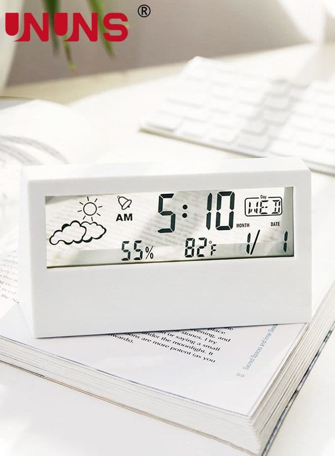 Digital Alarm Clock,LCD Digital Alarm Clock 4.7 Inch Screen With Time Date Temperature,Easy Snooze Function Sleep Timer Alarm Clock For Bedroom