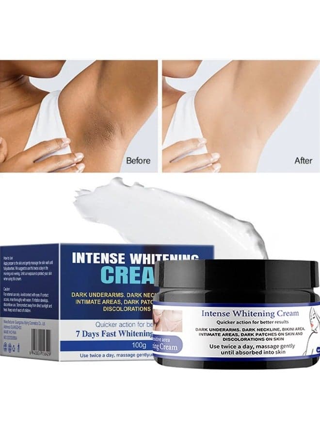 Intense Whitening Cream-7 Days Fast Whitening Private Parts, Dark Underarms, Dark Neckline, Bikini Area Intimate Areas, Dark Patches On Skin and Discolorations On Skin 100g