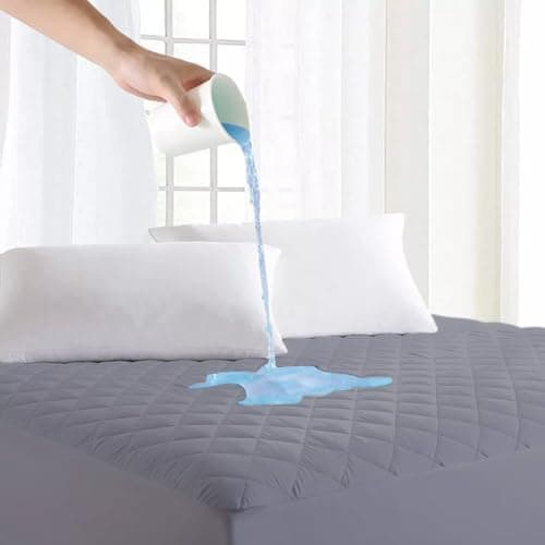 Twin Size Mattress Cover - 100% Waterproof Mattress Protector - Polycotton Fitted Style Elastic Bed Cover - Soft & Breathable - Easy Care (Twin - 48X72 inch | 4X6 feet, Gray)