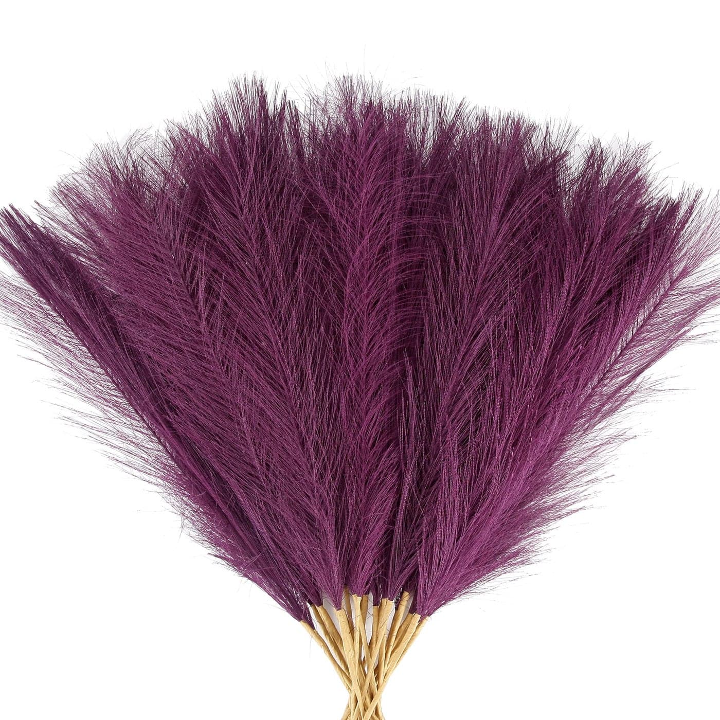 Acfruits Dark Purple Pampas Grass Small 30 Pcs 17 Faux Pampas Grass Short Decor Pompas Grass Flower Arrangement and Vase Filler for Boho Home Wedding Decoration