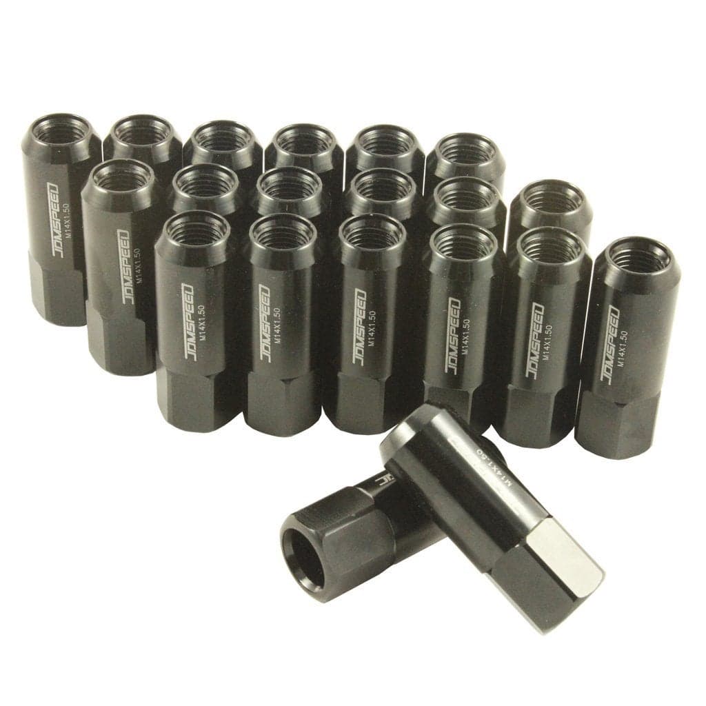 Extended Forged Aluminum Tuner Racing Lug Nut 20PCS M14x15 Thread 60MM Length Black