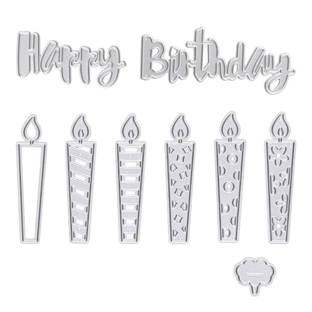 Happy Birthday Candle Cutting Dies Stencil Metal Template Moulds Embossing Tool for Album Paper Card Making Scrapbooking DIY Etched Dies Craft