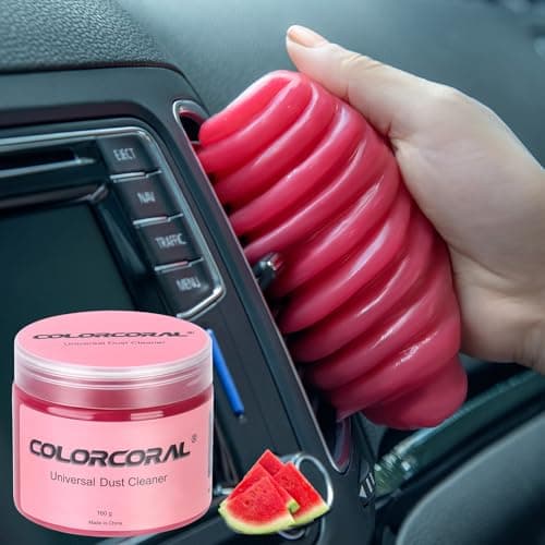ColorCoral Cleaning Gel for Car Universal Gel Cleaner Auto Detailing Car Vent Keyboard Cleaning Putty Car Interior Cleaner Dashboard Dust Remover Putty Auto Duster Cleaning Kit 160G Rose Red