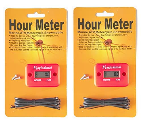 2pcs Magicalmai Inductive Hour Meter for Gas Engine Lawn Mower Dirt Bike Motorcycle Motocross Snowmobile Karting Marine ATV Boat Outboard Motor Generator Waterproof Hour Meters Red
