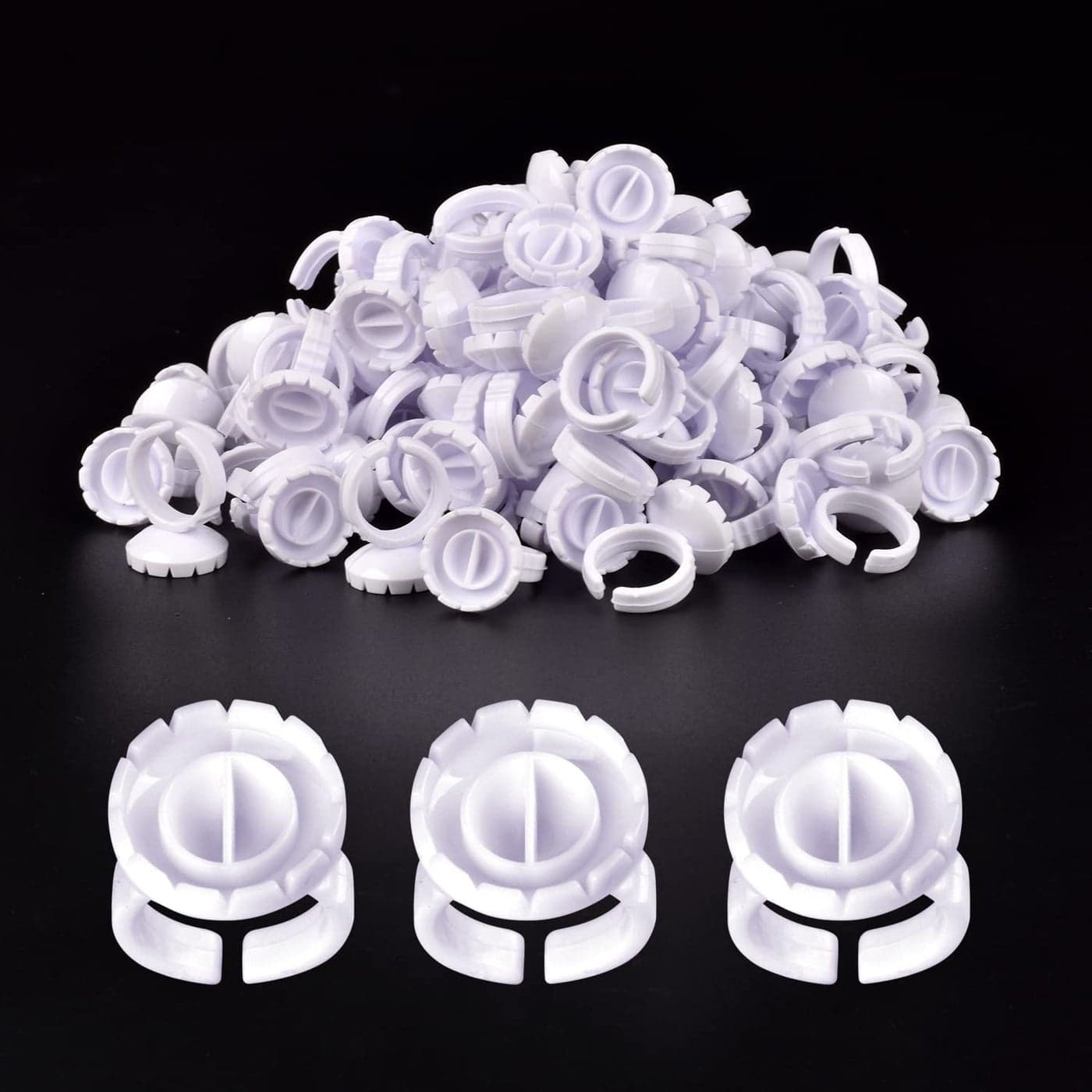 MEKK Glue Rings 100PCS Glue Rings for Eyelash Extension Lash Extension Supplies Disposable Lash Extension Supplies Fanning Blossom Cups for Eyelash ExtensionWhite