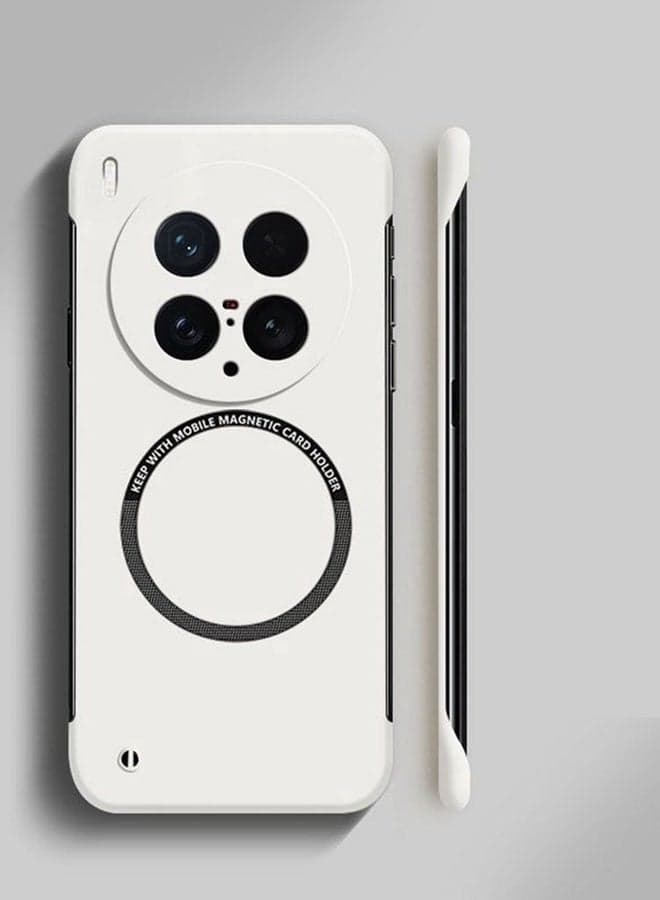 for Vivo X200 Ultra Case,【Raised Camera Lens Protector】,【Rapid heat dissipation】,Magnetic Without Edges Vivo X200 Ultra Cover,Premium Business Shockproof Phone Case,Comfortable Touch,White