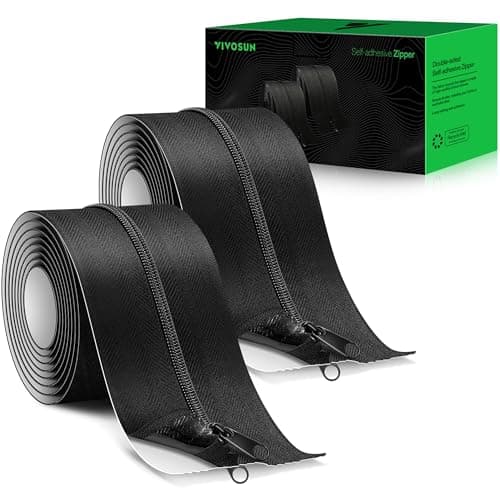 VIVOSUN 2-Pack Self Adhesive Zipper Door for Debris Barriers, 3In. x 7Ft. Peel & Stick, Heavy-Duty & Double-Sided Zipper for Tarp, Greenhouse, Indoor Outdoor Tent, Black