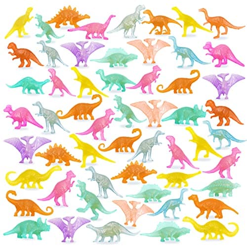 OuMuaMua 78pcs Glow in the Dark Dinosaur Toys Set Mini Plastic Realistic Dinosaur Figures Glow Toys for Kids Goody Bag Stuffers Dinosaurs Theme Party Favors Supplies