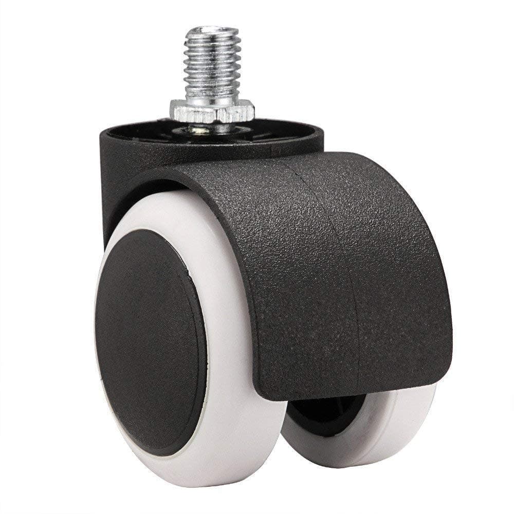 DARDRIS Chair Twin Castor Wheels Threaded Set of 5 pcs for revolving Chairs and Other revolving Products 100 Nylon ABS Material Assurance BlackWHITE