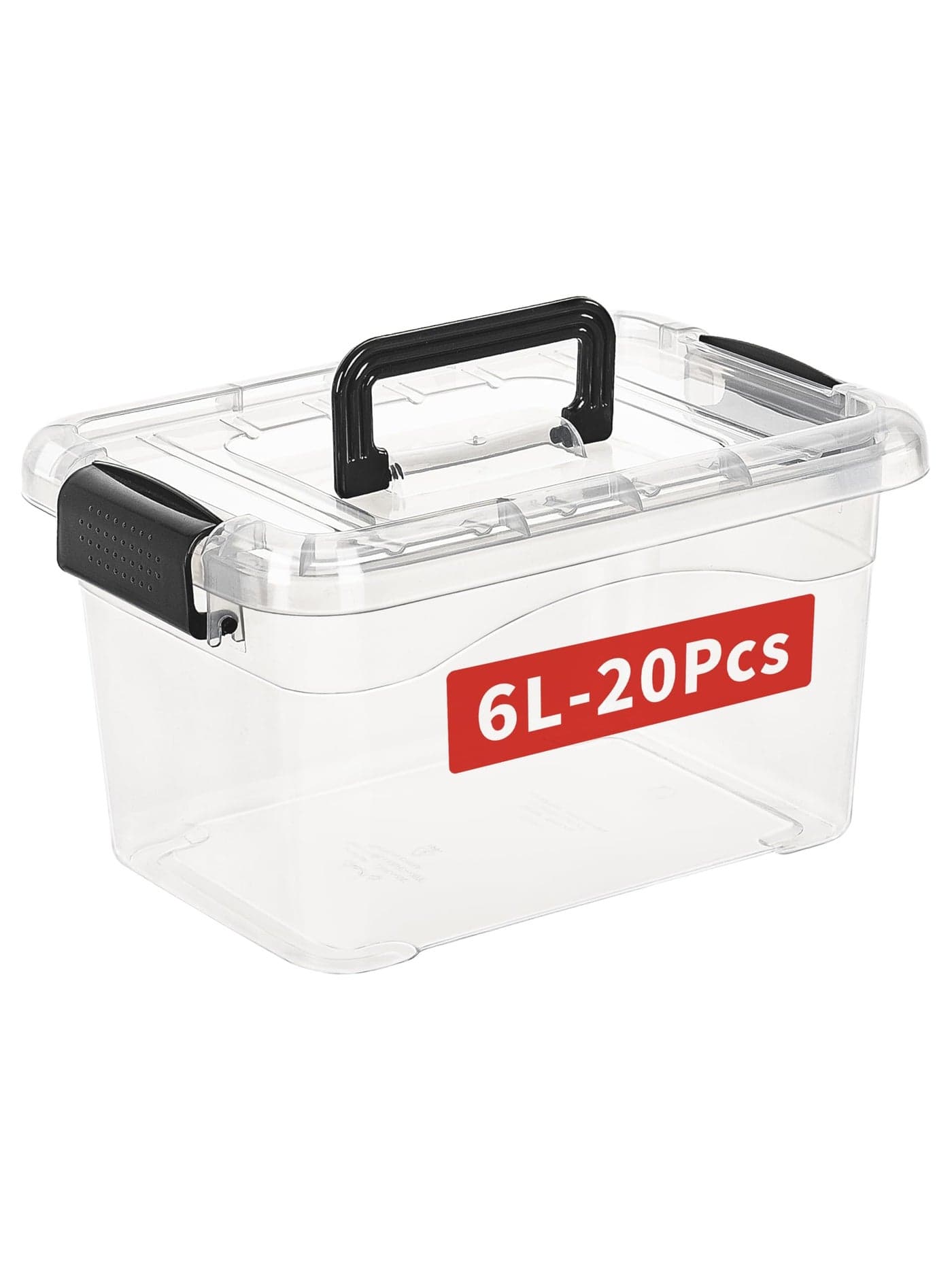 Cetomo 6Lx20 Pack Storage Boxes Storage Box with Lids and Handle for Home Dorm Office Organization Stackable Nesting Tote Container Plastic Clear 6L20 Pack