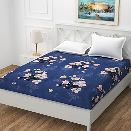 Fresh From Loom Printed King Size Mattress Protector Cover for Bed- Soft Microfiber, Wrinkle Free, and Waterproof (78x72 Inches | Blue | 360° Elasticated)