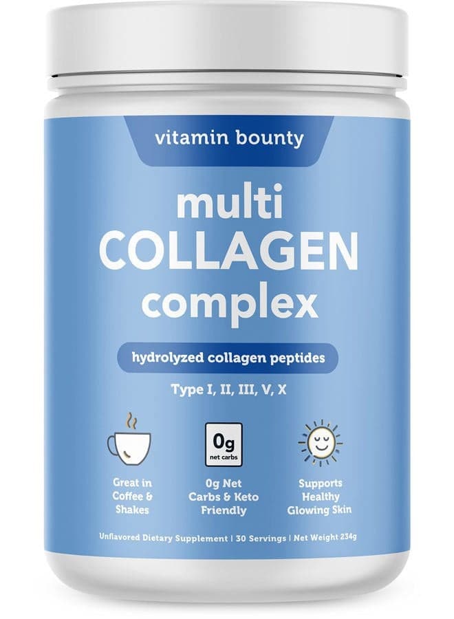 Multi Collagen Complex - 5 Types of Collagen for Skin, Bone, and Muscle Strength - Supports Hydration, Skin Elasticity, and Healthy Joints - Natural Ingredients, 30 Servings
