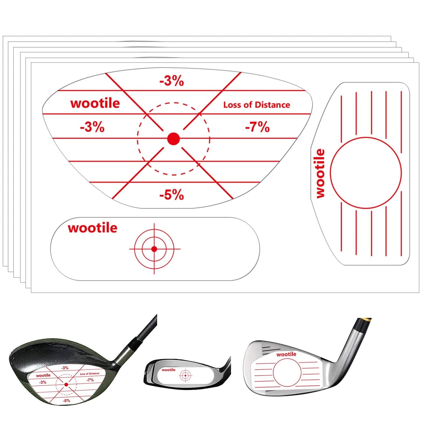 Golf Driver Impact Tape Labels 180Pcs Golf Impact Stickers Golfs Clubs Labels for Swing Training Irons and Woods Iron Ball Hitting Recorder Standard Woods StickerTraining Aids for Swing Practice