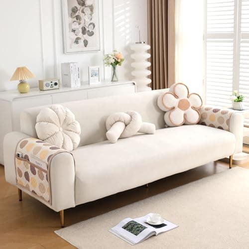 HOKIPO 'HomeHues Series' Printed Quilted Sofa Arm Cover, Pack of 2, Brown Polka Dot (IN-814-L-D4*2)