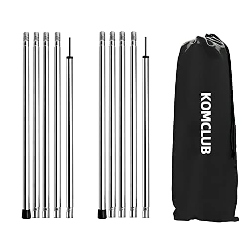 KOMCLUB Adjustable Tent Poles - Heavy Duty Stainless Steel, Lightweight, 78" Collapsible Telescoping Camping Poles Set of 2 for Tarp, Awning, Tent, Hiking Tarp Shelter