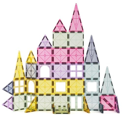 NEOFORMERS Magnetic Tiles Car Set Truck Kit Toy with Stronger Magnets Educational Magnet Cars with ReEnforced Hitch and Long Bed for Girls Boys Toddler Ages 3 40 PCS Morandi
