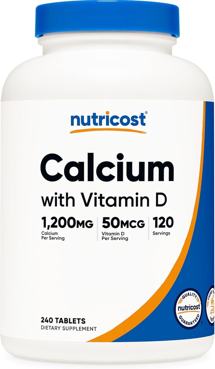 Nutricost Calcium with Vitamin D 240 Tablets Calcium 1200mg Vitamin D 50mcg Per Serving NonGMO Gluten Free