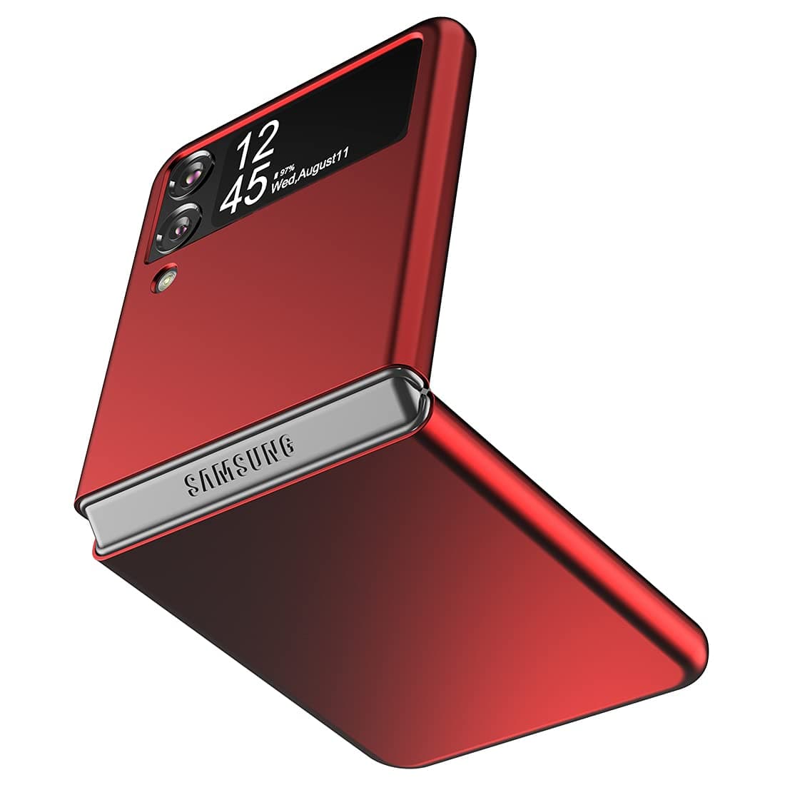 Cresee Case for Samsung Galaxy Z Flip 3 5G 2021, Slim Fit Matte PC Cover Phone Case for Galaxy Z Flip3 - Red