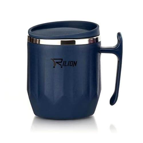 RILION Coffee Mug with Lid Insulated Stainless Steel for Tea Milk Mug Inner Stylist Double Wall Cup for Home & Office Use, Mugs to Gift to Best Friend, Tea Mugs Pack of 1 Pcs, 300 ml
