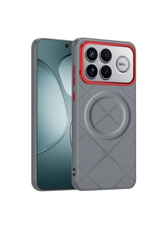 Compatible with Redmi K90 Pro Max 5G Magnetic Attraction Plain Leather Case Lens Hardware Large Hole Protection Phone Cover