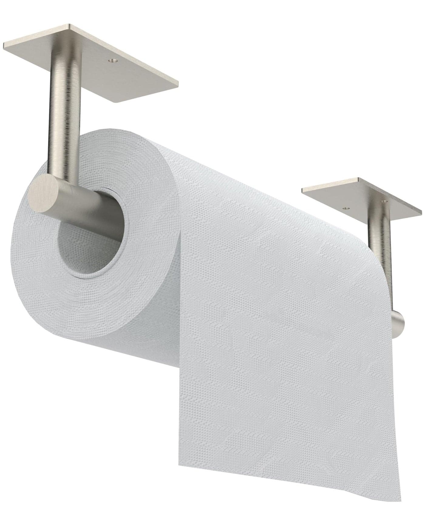 WZKALY Paper Towel Holder Under Cabinet Self Adhesive or Wall Mounted SUS304 Stainless Steel Paper Towel Holder for Kitchen Bathroom Farmhouse Barbecue and Laundry Silver