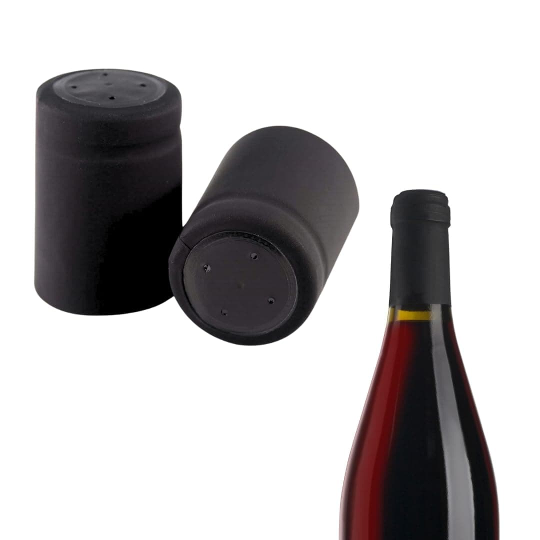 Jelinek Cork Shrink Caps for Wine Bottles Matte Black 50 Count 31 x 45 mm