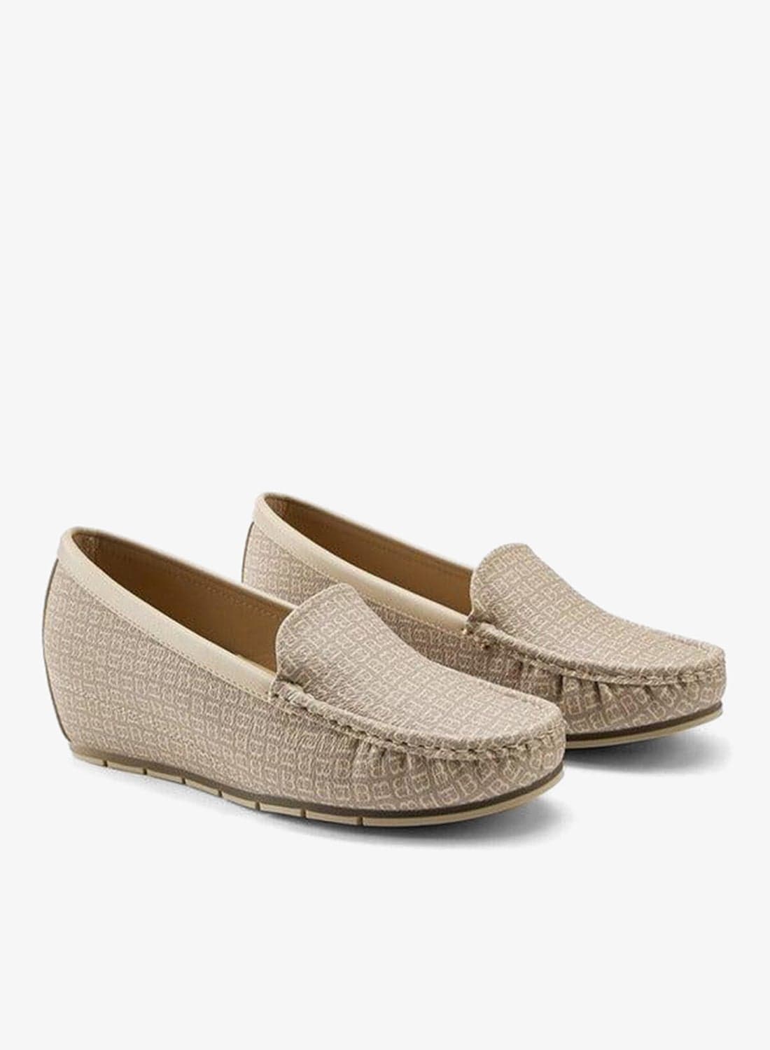 All-Over Monogram Print Slip-On Wedge Loafers