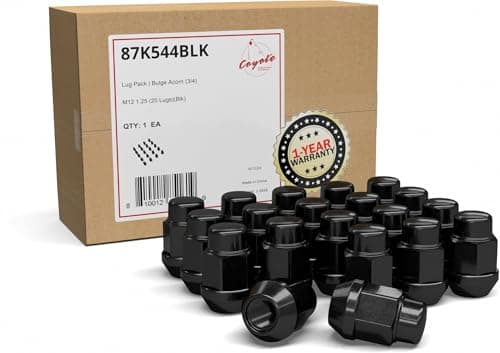 Wheel Accessories Parts 20 Pcs M12 x 1.25 12 x 1.25 Thread Bulge Acorn 35mm 1.38" Long Lug Nuts Black Chrome 3/4" 19mm Hex Fits Most Subaru Pass Cars | Nissan Pass Cars with Aftermarket Wheels