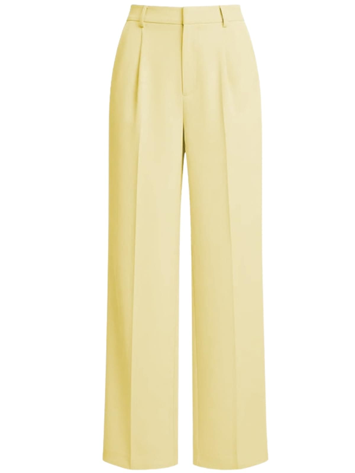 GRECIILOOKS Women High Waist Trousers Flared Korean Style Formal Pants| Elegant Workwear for Office, College & Events (GL-DP-TR1441-34-Yellow)