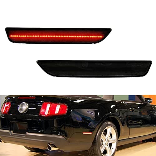 Tonsya For 2010 2011 2012 2013 2014 Ford Mustang Rear Bumper Side Marker lights Smoked lens Red Led Lamp