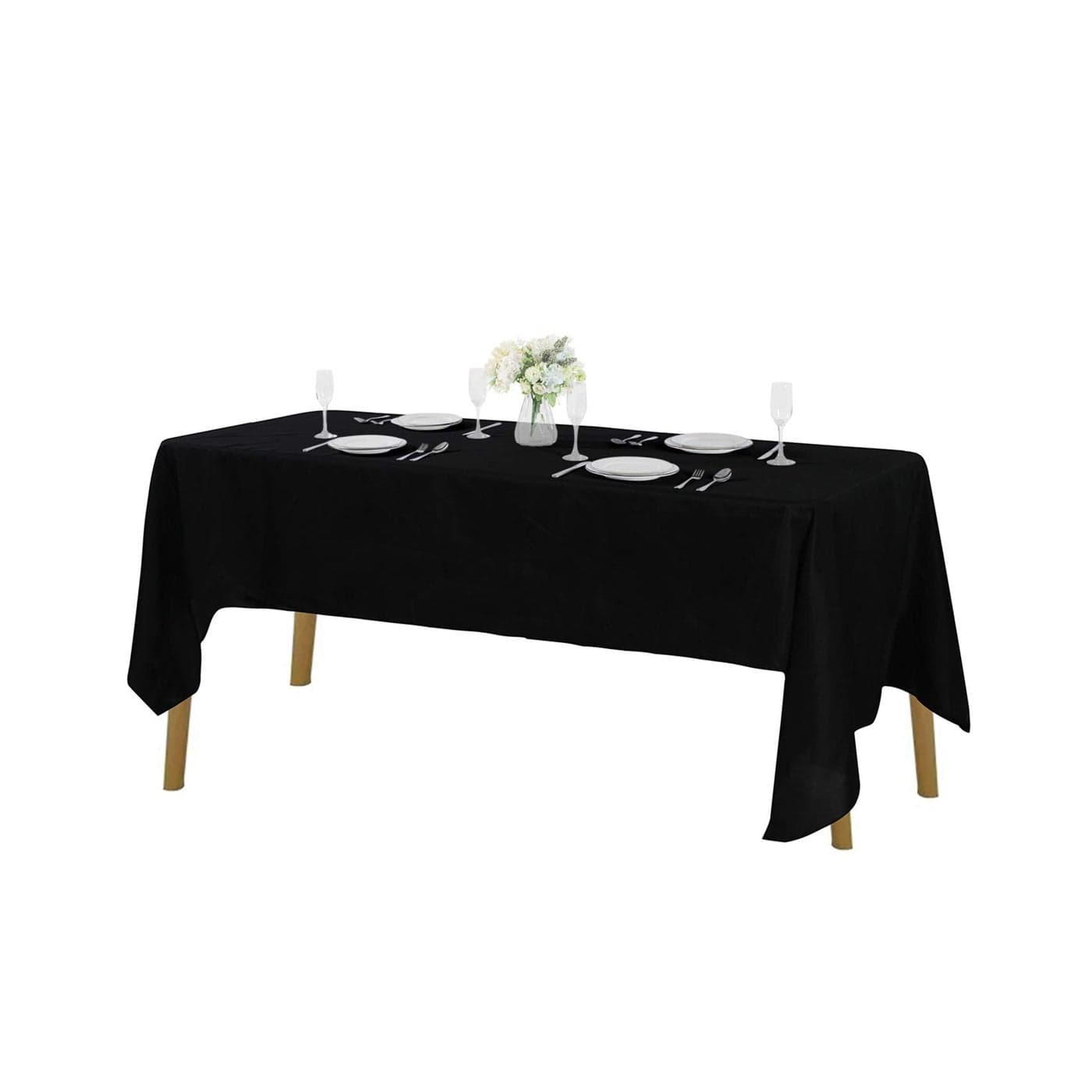 Rectangle Tablecloth 60x102 inch Washable Polyester Fabric Table Cloth for Wedding Party Dining Banquet Decoration60x102 Black