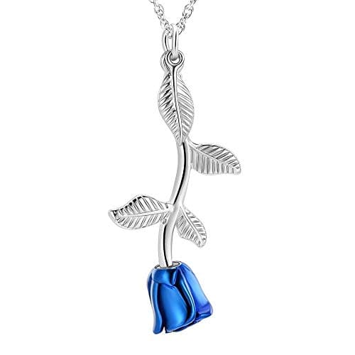 shajwo Rose Flower Urn Necklace Cremation Jewelry for Ashes for Women Girls Urn Keepsake Pendant Human Pet Memorial Locket Holder