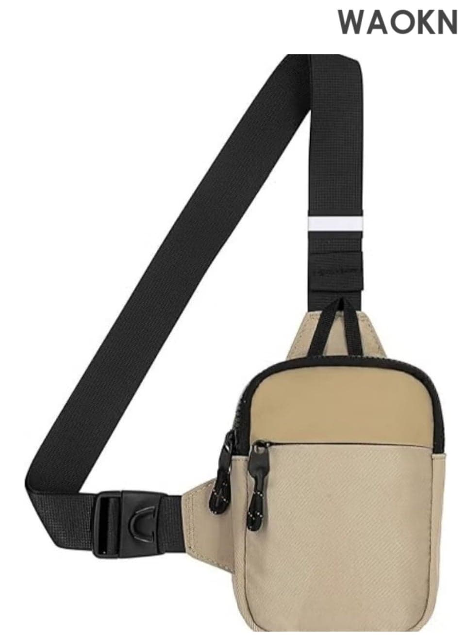 Compact Waterproof Crossbody Bag - Adjustable Shoulder Strap Chest Waist Pack for Travel, Running, Hiking - Lightweight Mini Wallet Phone Bag with Anti-Theft Zipper Pockets - Sports Fanny Pack for Women/Men (Khaki)