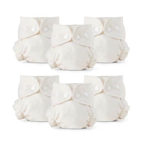 Esembly Cloth Diaper Inner - Organic Cotton Fitted Diaper- Soft, Ultra-Absorbant, Trim-Fitting Layer to Pair with Waterproof Outer for Blowout-Proof Diapering - 6-Pack, Size 1 (7-17lbs)