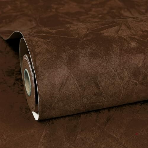 ReWallpaper Brown Peel and Stick Wallpaper Luxury Velvet Wallpaper for Bedroom Removable Brown Textured Prepasted Wall Paper Self Adhesive Velvet Drawer Liner for Dresser Jewelry Box DIY 17.5inx6.5ft
