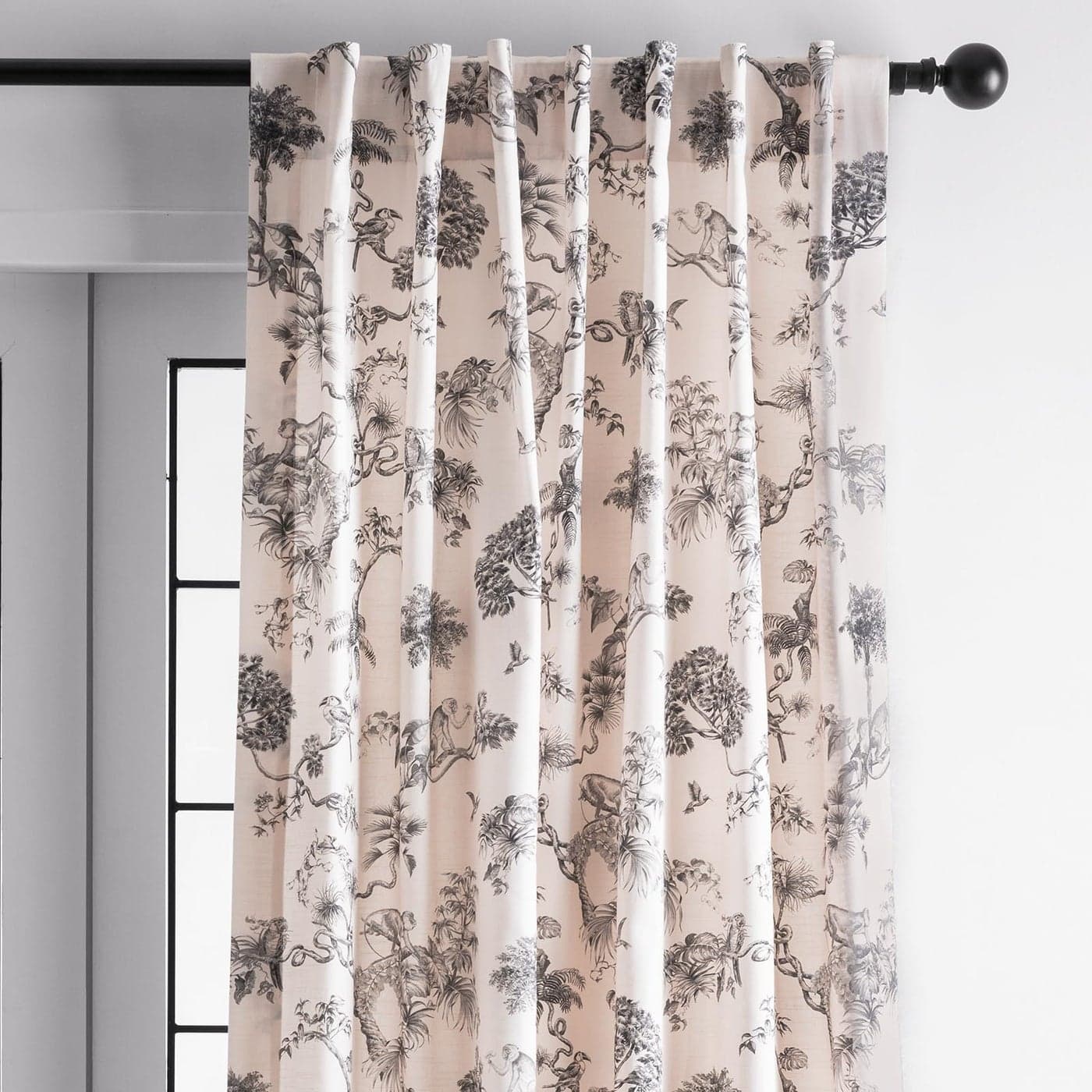 Maison dHermine Curtains for Living Room 100 Cotton 96 inch Length One Panel Light Filtering Toile Curtains for Bedroom Windows with Rod and Loop Pockets Drapes Bonobo Grey 50 W x 96 L
