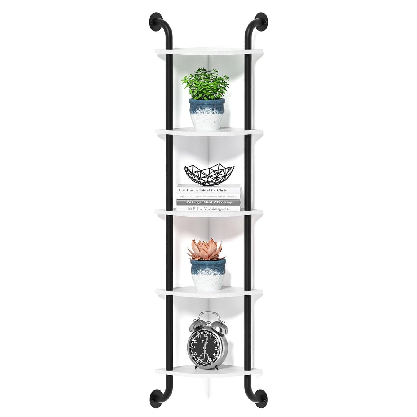 Tinpin Corner Shelf 5Tier Wall Shelves Floating Corner Shelves Wall Mounted Shelves for Thanksgiving Day Bedroom Decor Bathroom and Living Room Decor White