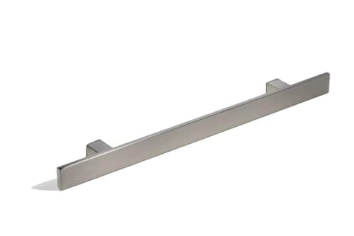 18 Inch Long Stainless Steel Door Handle Brushed Nickel Satin Finish, Modern Front Door Pull Handle for Commercial Glass Doors Wooden Barn Doors Interior Exterior Fiberglass, Flat Rectangular Bar